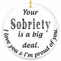 A Quiet Message of Pride Set in Ornate Victorian Type on Plain White. Ceramic Keepsake for Recovery Milestones.
