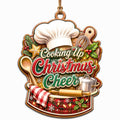 Shows a Chef Hat with Kitchen Tools and Cooking Up Christmas Cheer Text. Festive Gift for Chefs and Culinary Lovers.