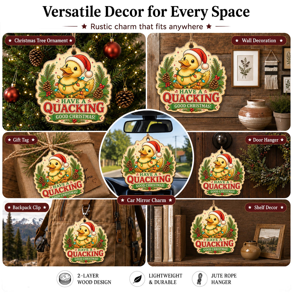 Duck Christmas Ornament, Stocking Stuffer For Duck Lover, Wood Hanging Tree Decoration