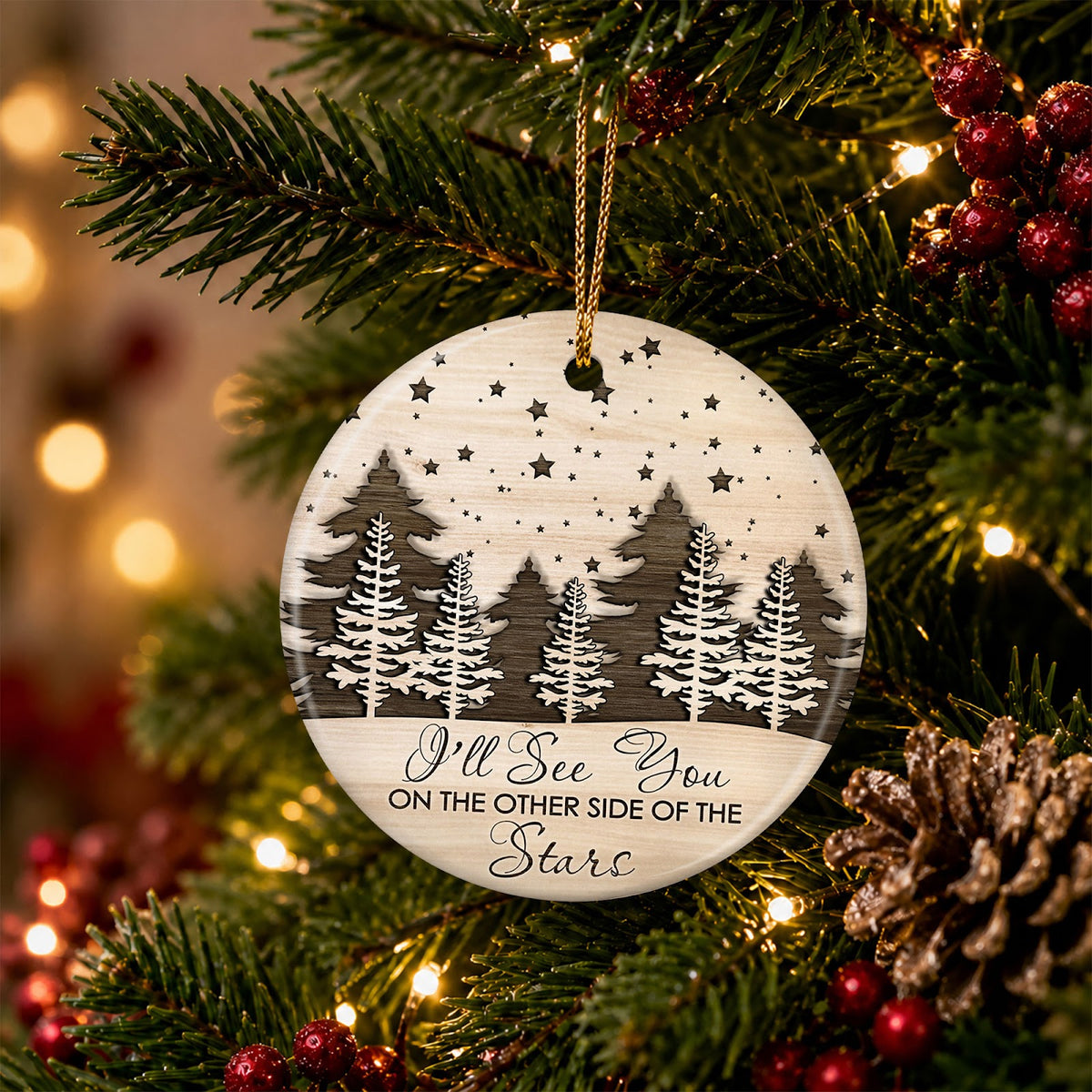 Memorial Christmas Ornament, Other Side Of The Stars Keepsake, Ceramic Hanging Tree Decoration