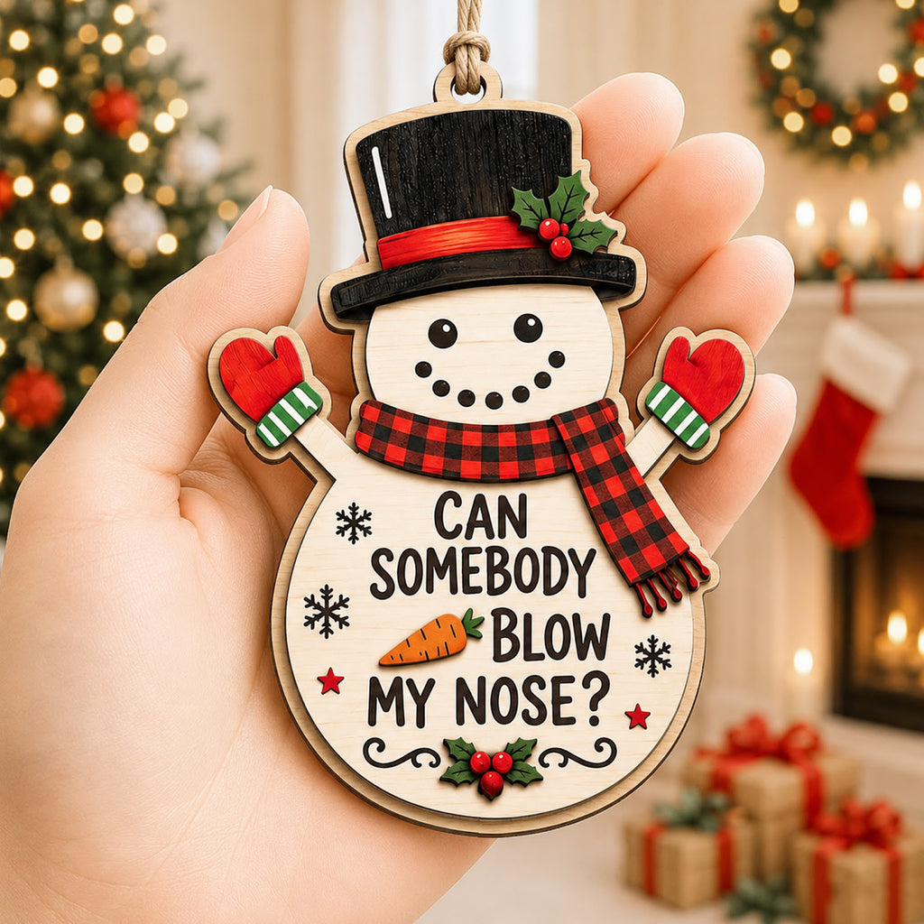 Blow My Nose Novelty Humor Christmas Ornament, Gross-Out Gag Keepsake, Wood Tree Decoration