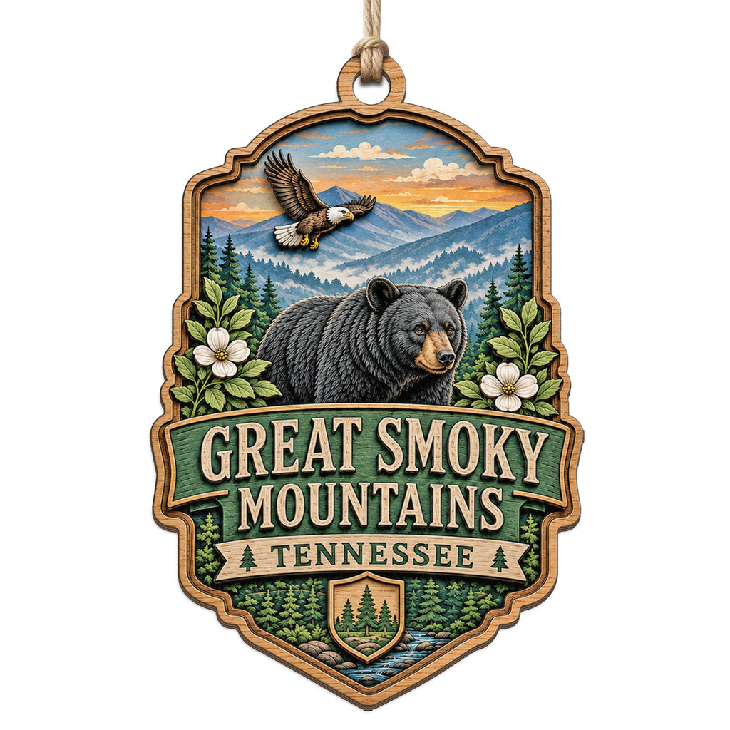 Misty Ridges Above a Forested Appalachian Valley With Wildlife. Wood Keepsake for Southern Hikers.
