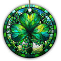 Layered Emerald and Lime Glass Shamrock Among Clover Leaves. Ceramic Keepsake for Irish Heritage Homes.