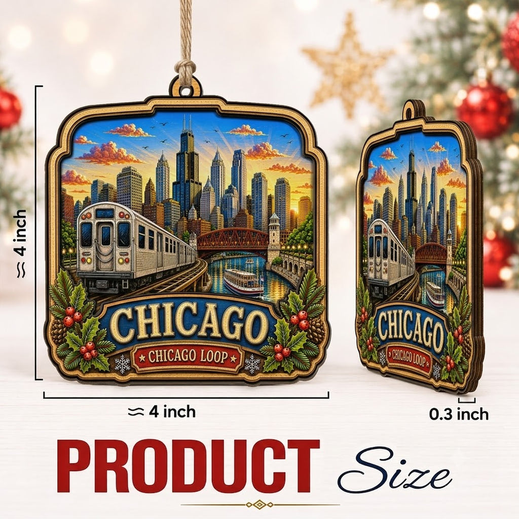 Honolulu Christmas Ornament, Hawaii Diamond Head Souvenir Gift, Wood Hanging Tree Decoration