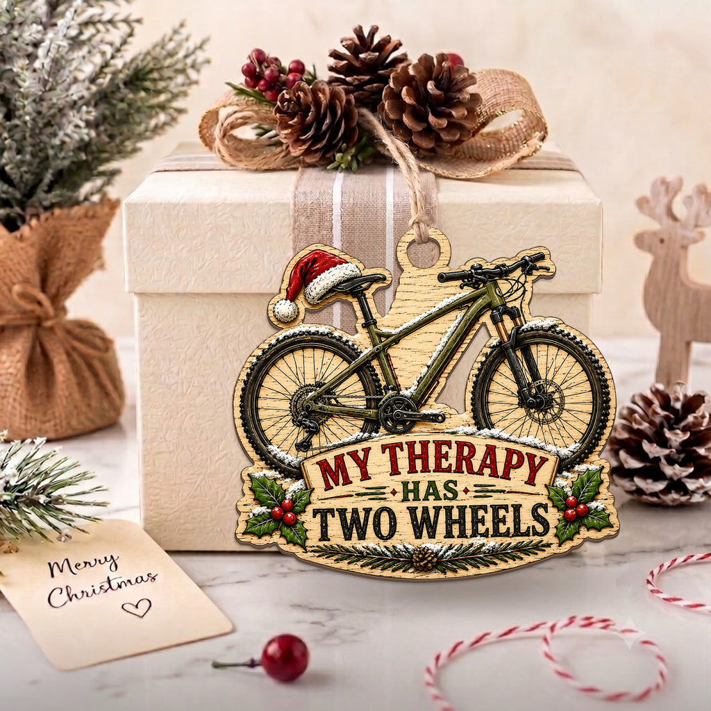 Bicycle Cycling Bike Rider Christmas Ornament, Stocking Stuffer For Cyclist, Wood Ornament