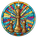 Golden King, Bishop and Pawn on a Radiant Glass Sunburst. Ceramic Keepsake for Club Players and Coaches.