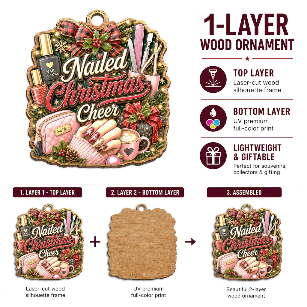 Nail Technician Wood Christmas Ornament