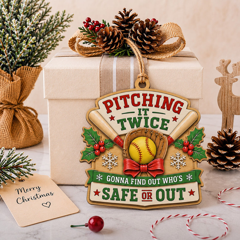 Softball Glove Wood Christmas Ornament