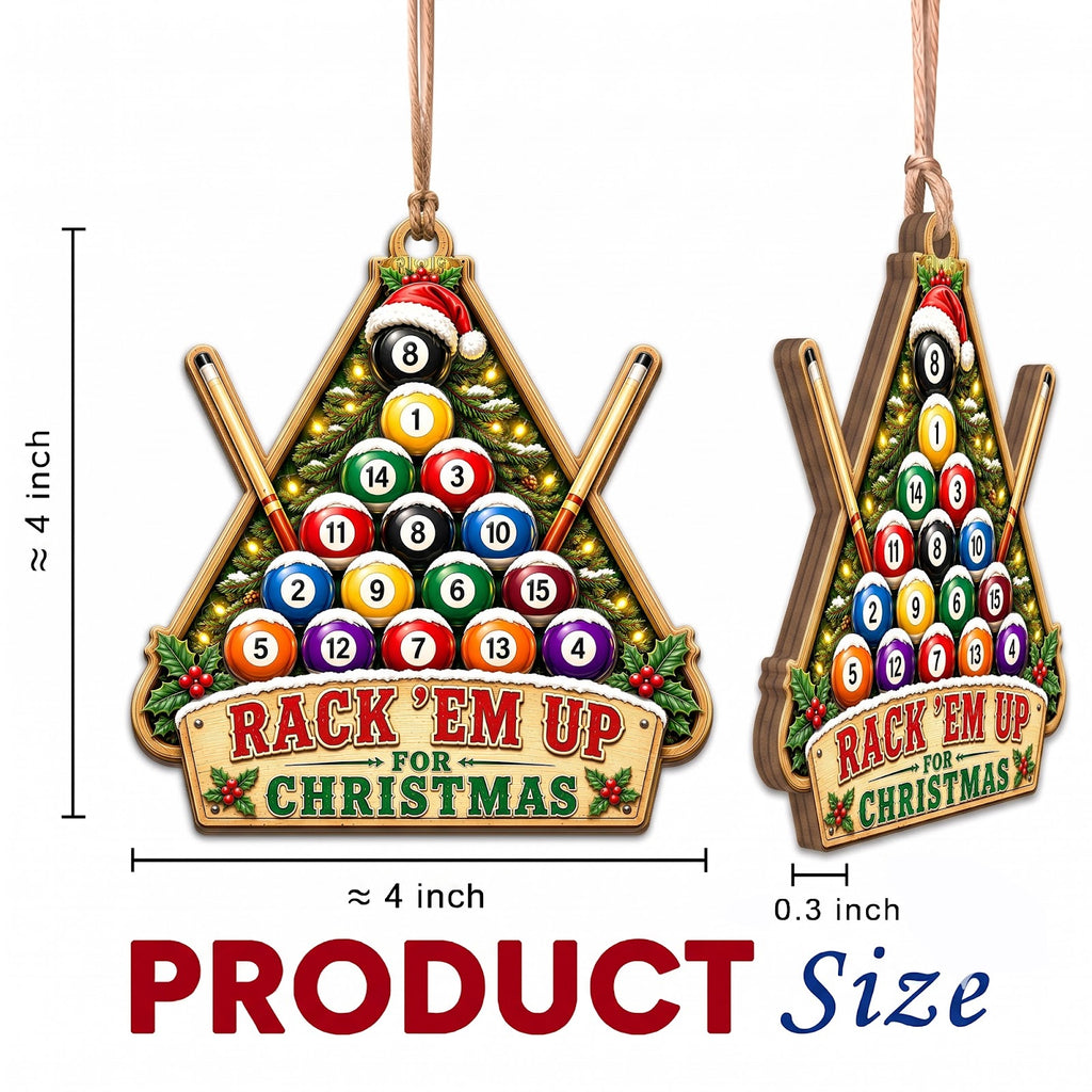 Billiards Rack Wood Christmas Ornament