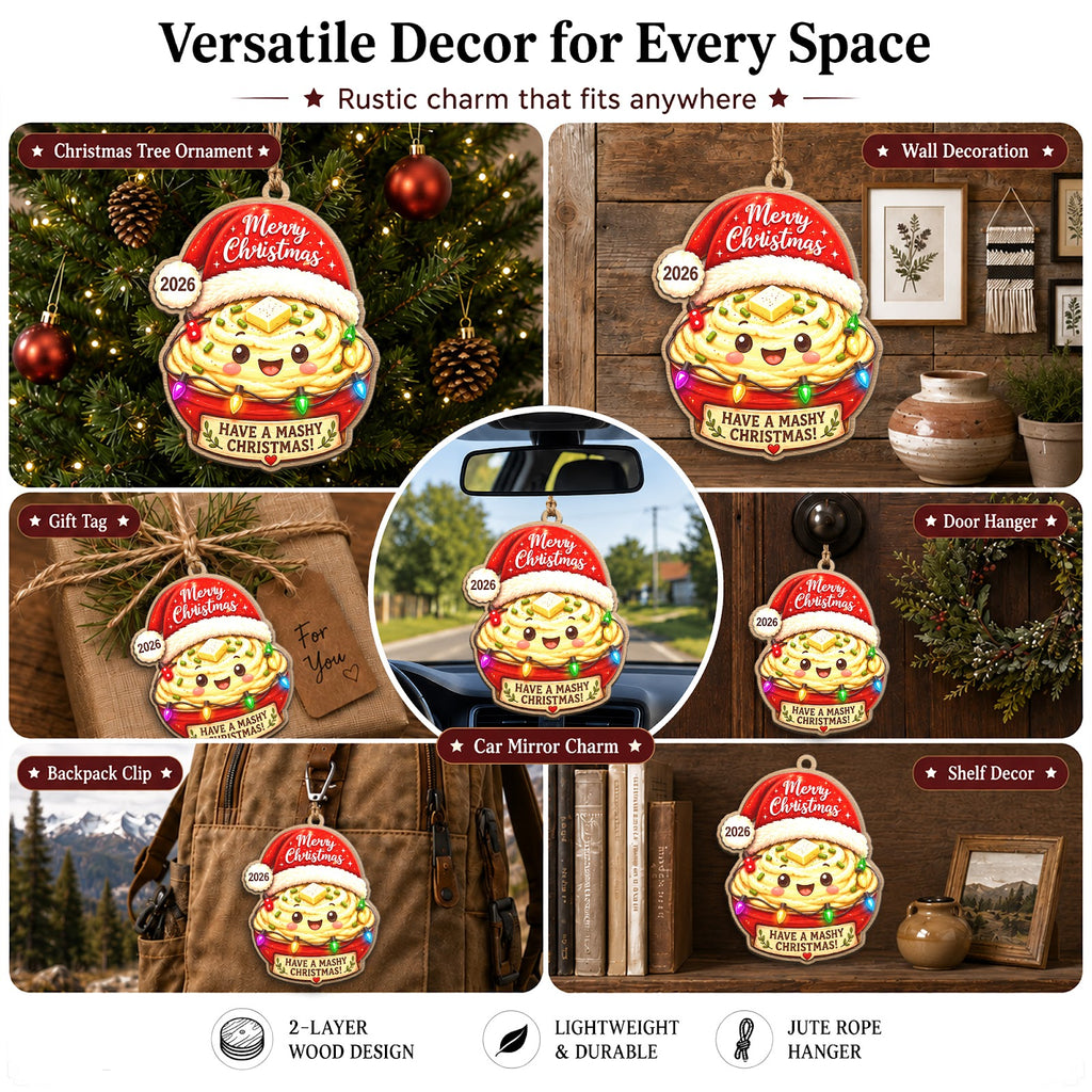 Mashed Potato Wood Christmas Ornament
