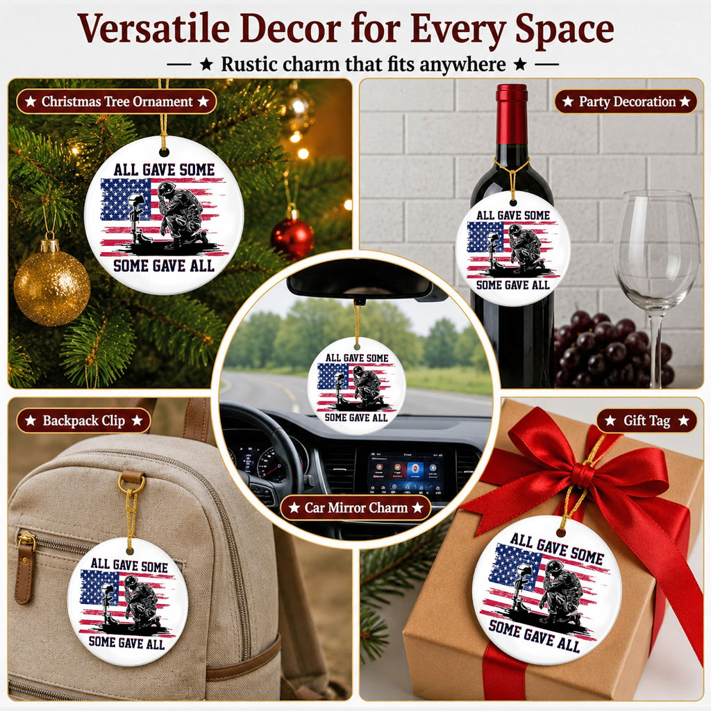 Military Memorial Christmas Ornament, All Gave Some Veteran Gift, Ceramic Tree Decoration