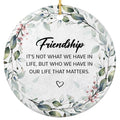 It's Not What We Have in Life, but Who. Ceramic Keepsake Wreathed in Sage Leaves and Dusty Pink Berries.