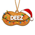 Peanut Shaped Ornament With A Santa Hat And Christmas Lights. Cheeky Novelty Gift For White Elephant Exchanges.