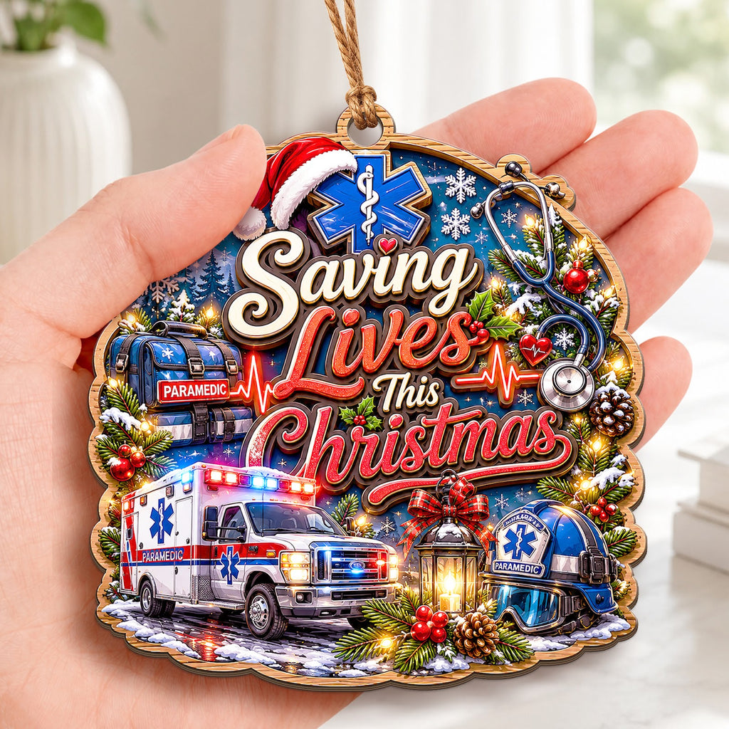 Paramedic Wood Christmas Ornament