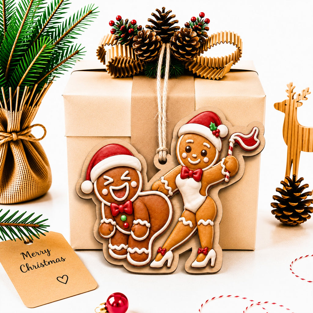 Naughty Gingerbread Man Funny Christmas Ornament, Naughty Stocking Stuffer, Wood Ornament