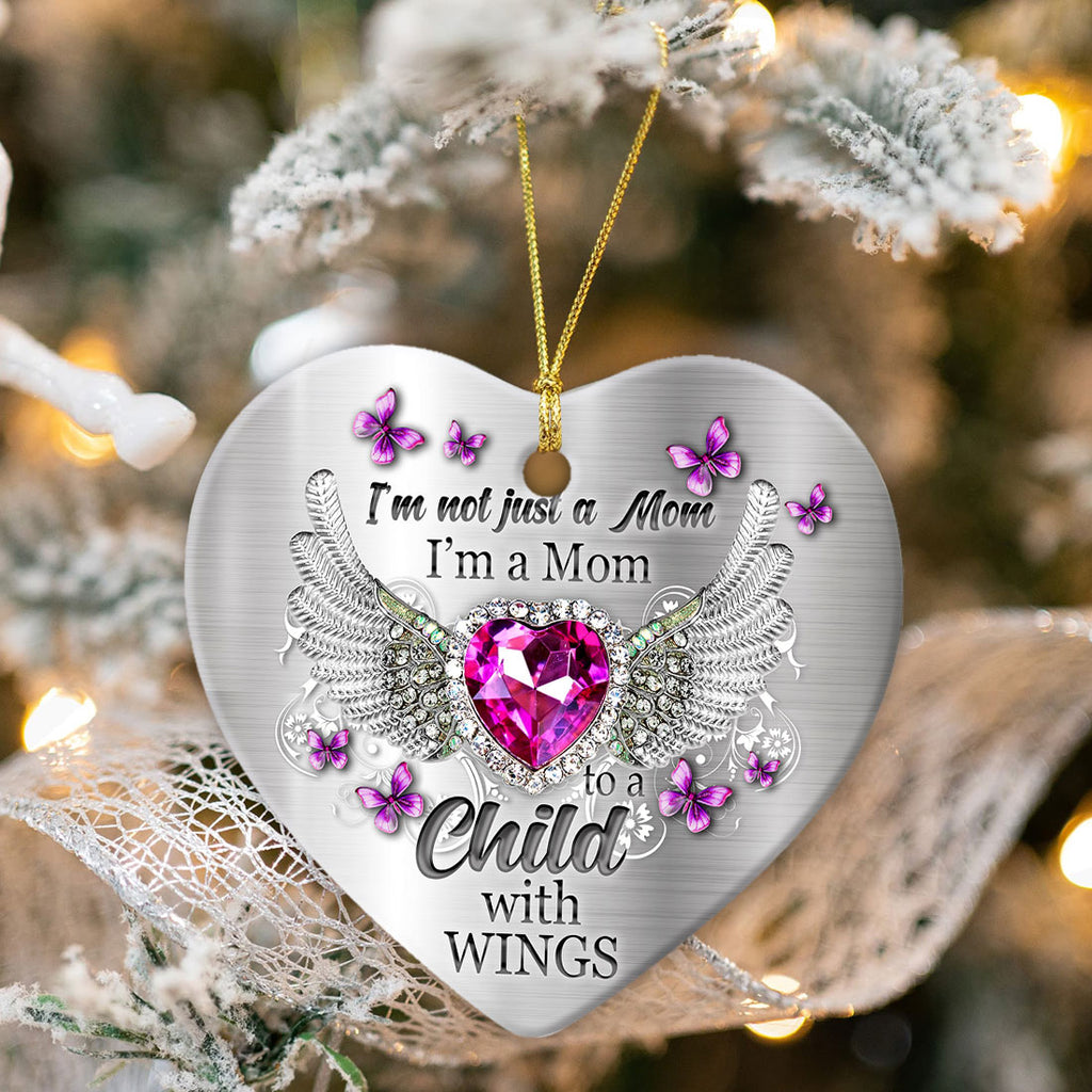 Memorial Christmas Ornament, Mom To A Child With Wings Heart Gift, Ceramic Tree Decoration