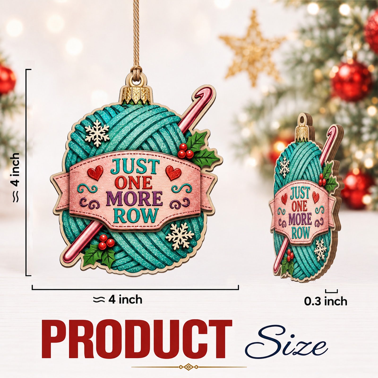 Crochet Wood Christmas Ornament