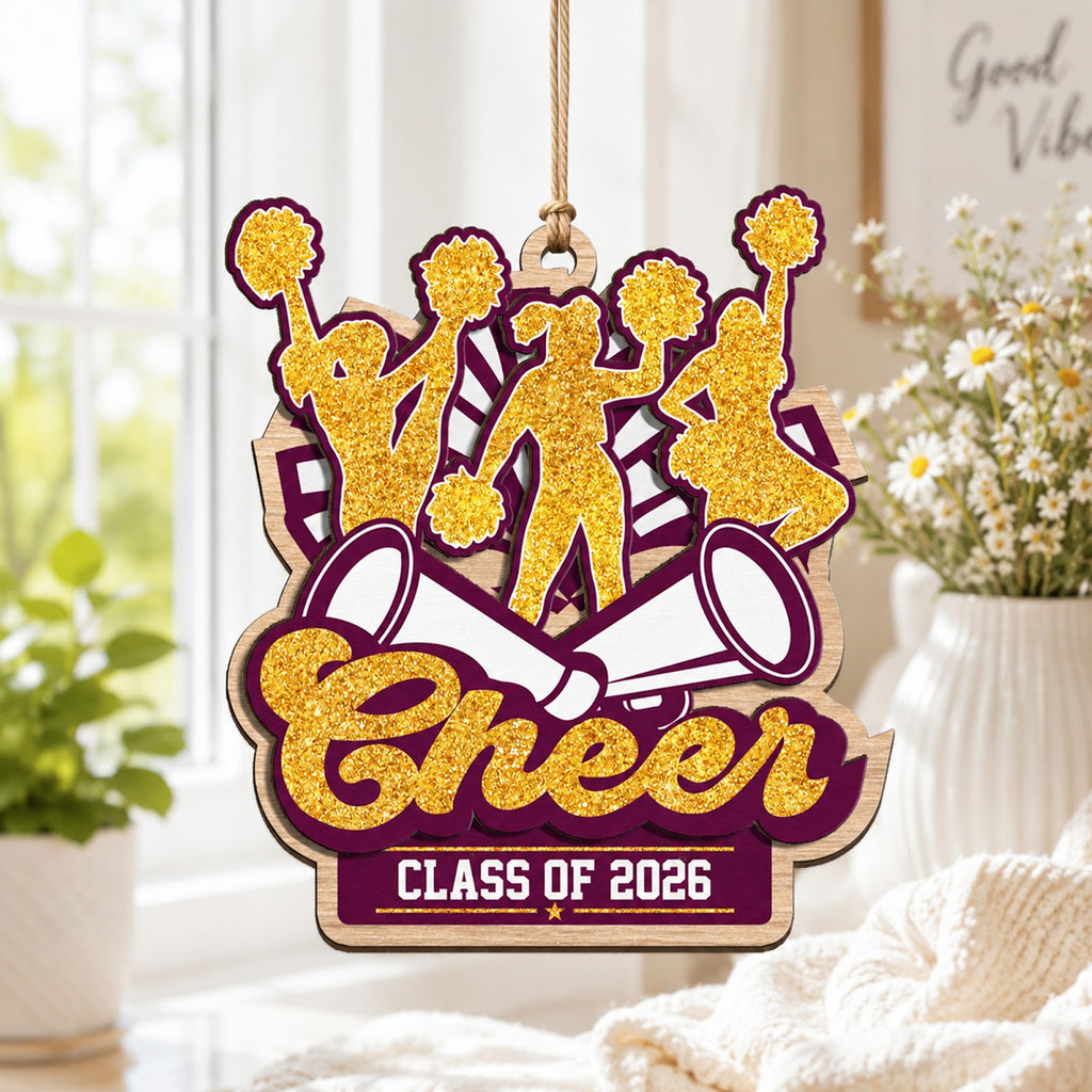 Cheerleader Wood Christmas Ornament