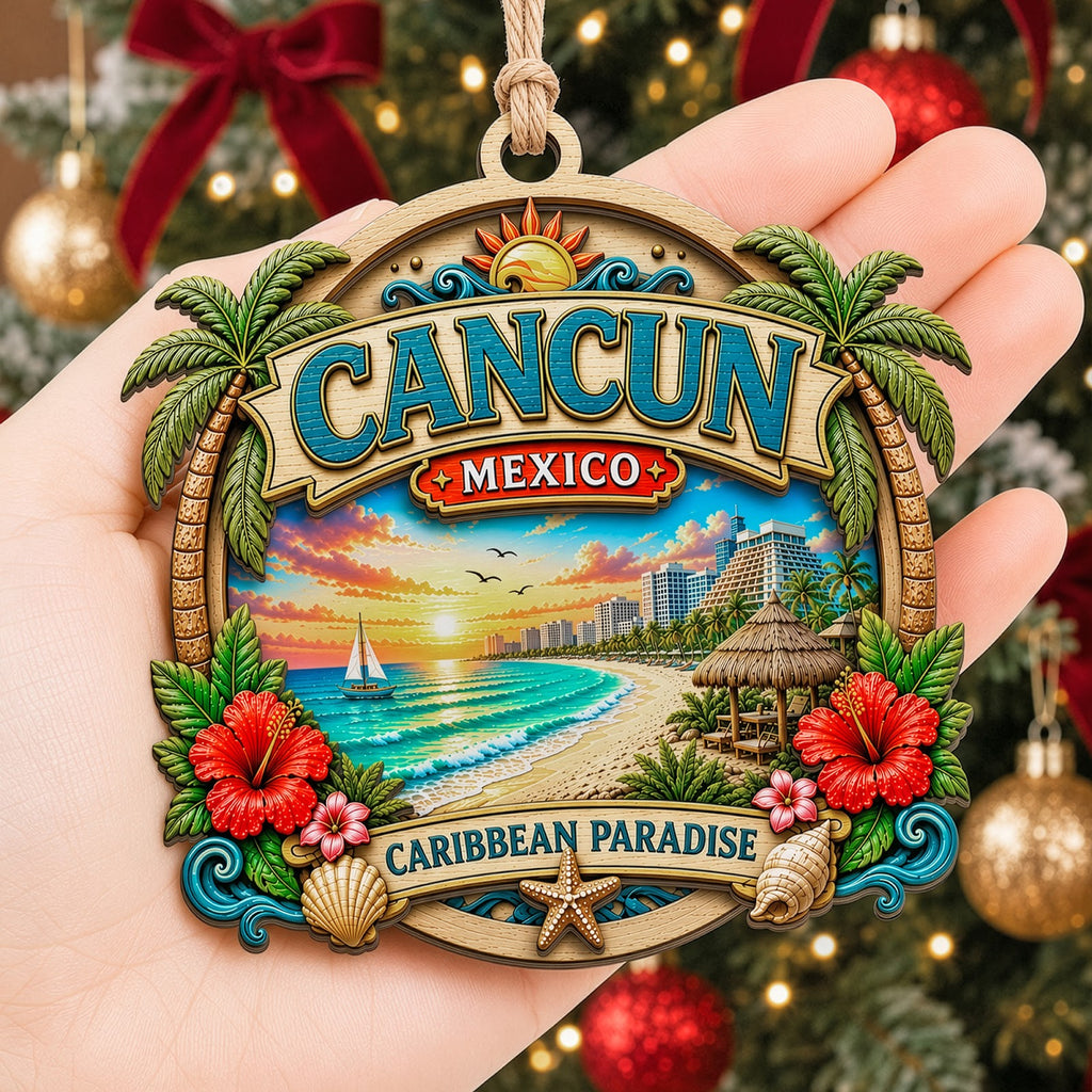 Austin Christmas Ornament, Texas Live Music Travel Souvenir Gift, Wood Hanging Tree Decoration