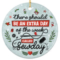Needle Trailing Thread Past a Red Bird, Spool, Button and Mitten on Mint. Ceramic Keepsake for Sewists.