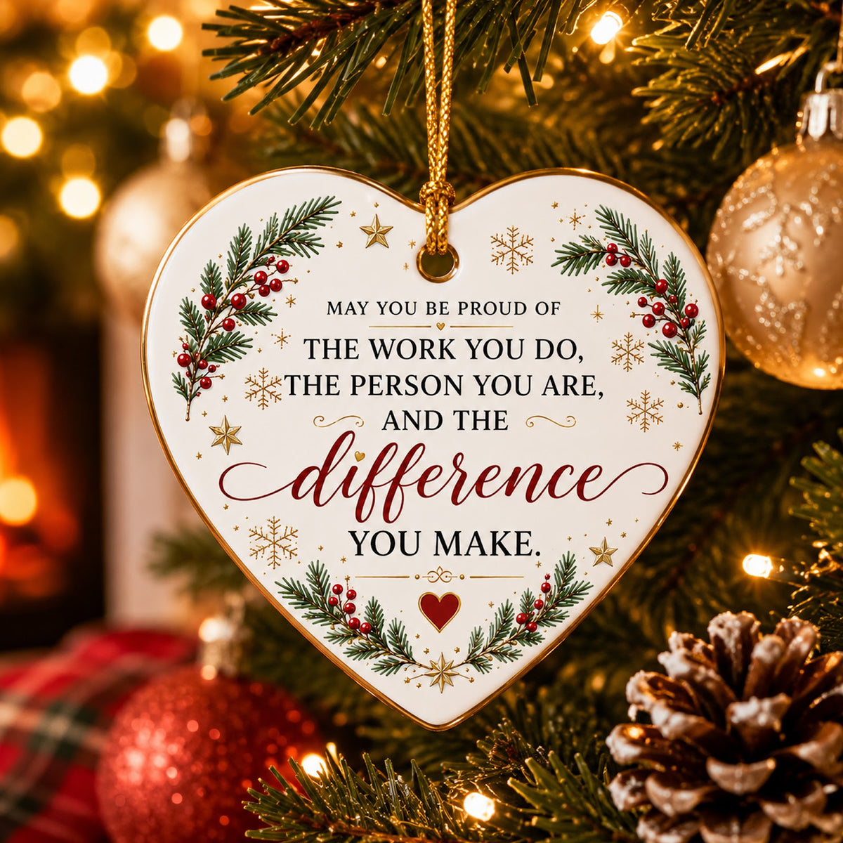Proud of the Difference You Make Christmas Ornament, Appreciation Keepsake, Ceramic Ornament