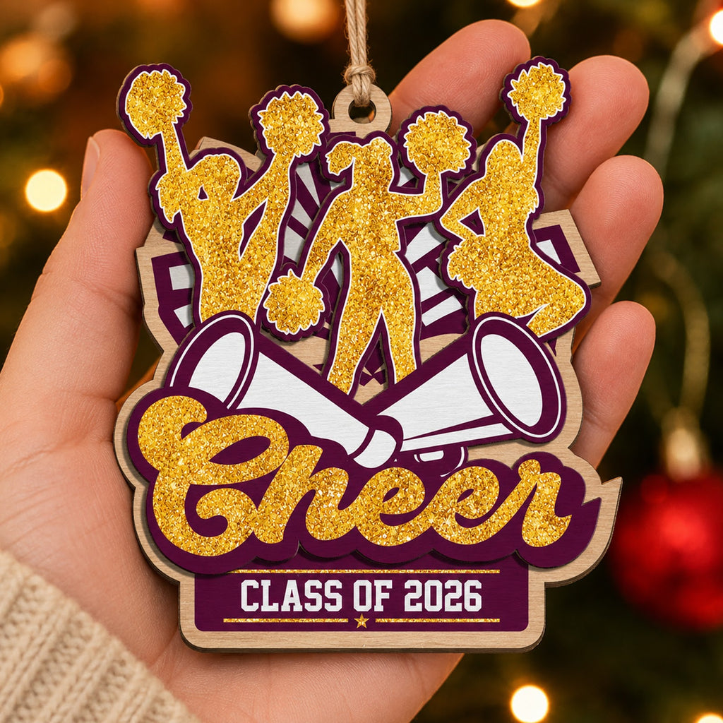 Cheerleader Wood Christmas Ornament