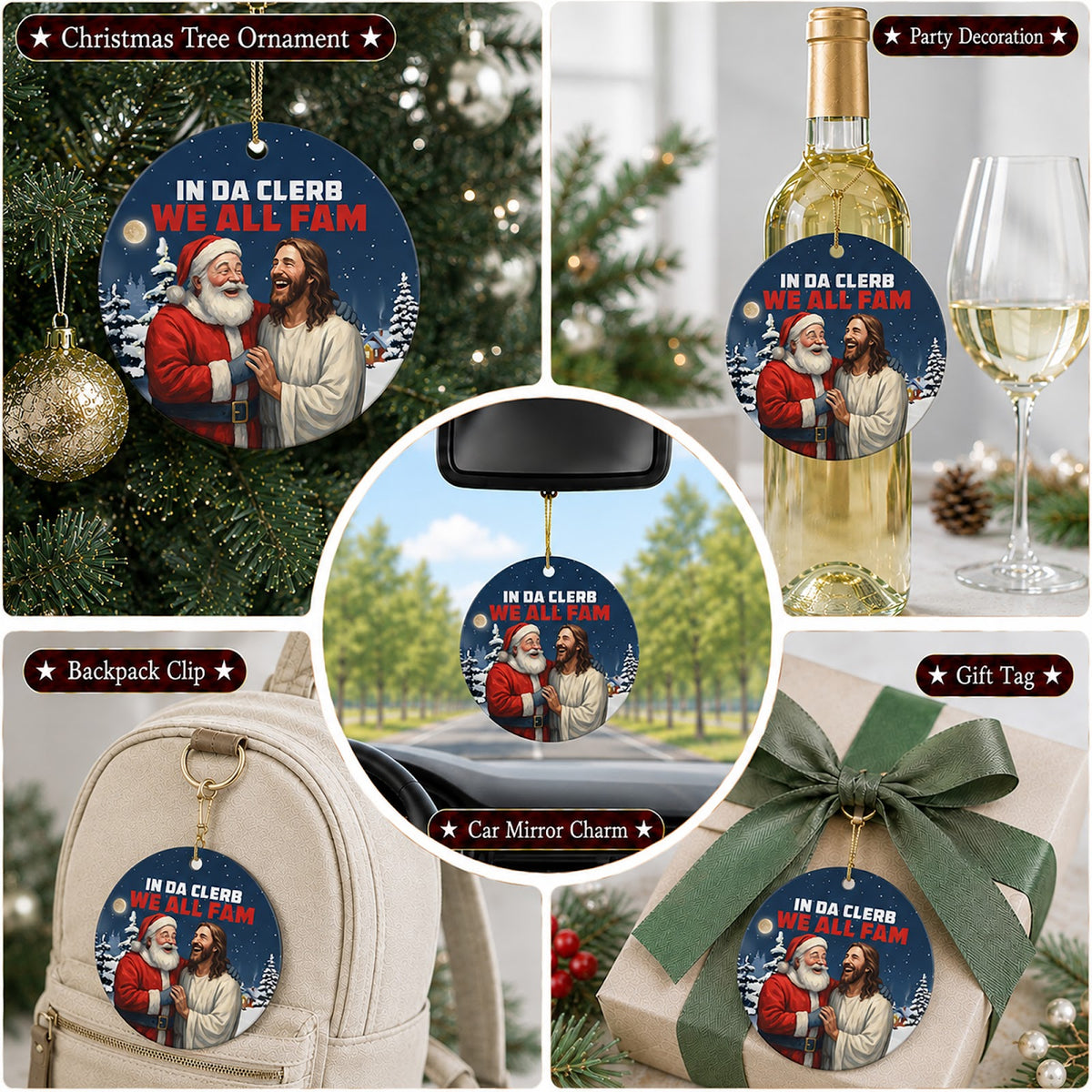 Funny Christmas Ornament, Santa Meme Humor Gag Gift, Ceramic Hanging Tree Decoration