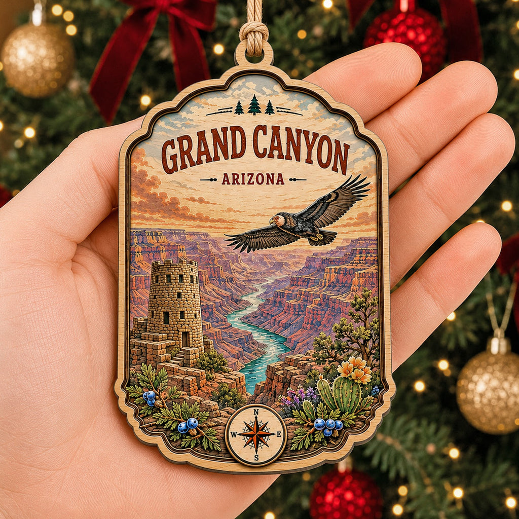 Grand Canyon Christmas Ornament, Arizona National Park Souvenir Gift, Wood Tree Decoration
