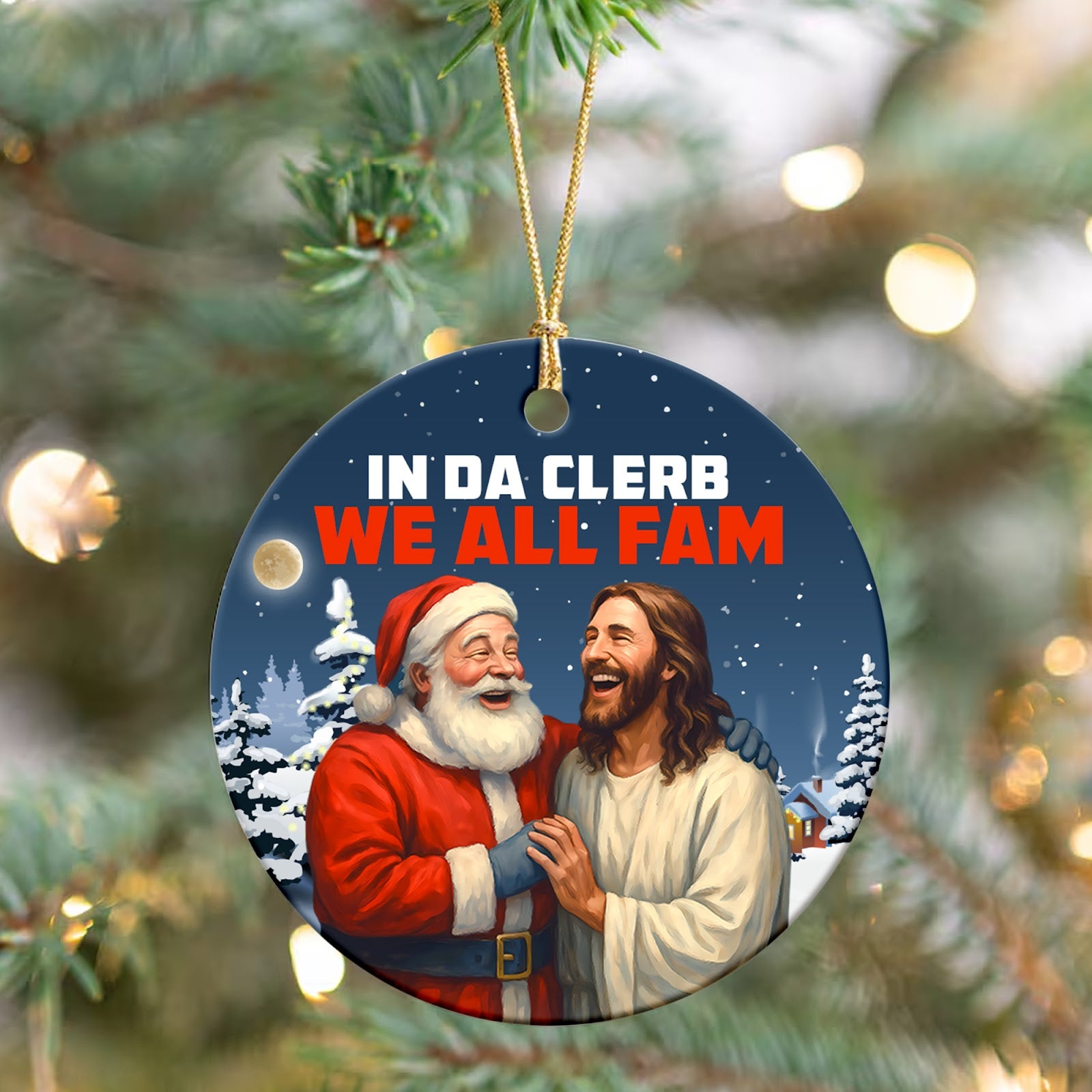 Funny Christmas Ornament, Santa Meme Humor Gag Gift, Ceramic Hanging Tree Decoration