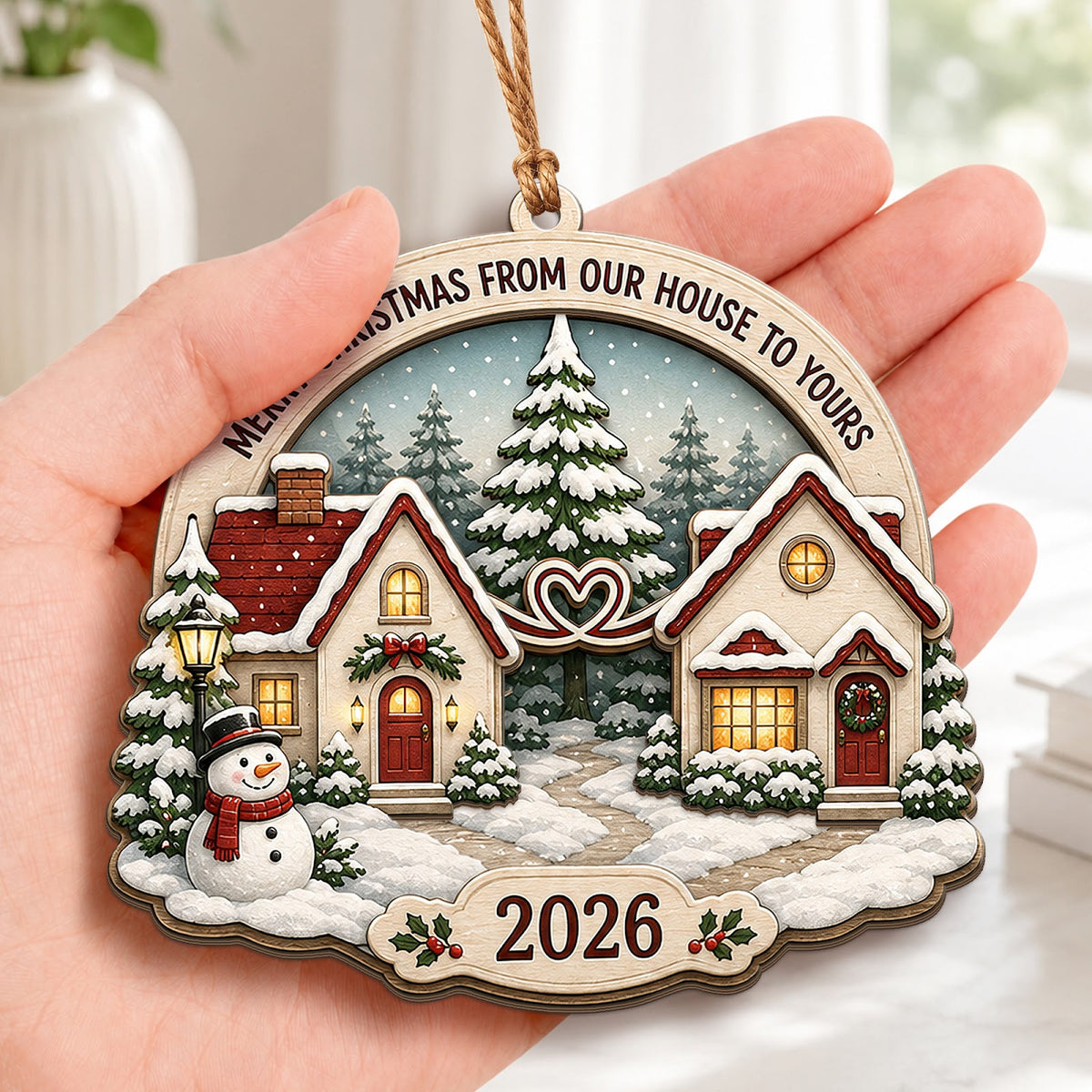 Neighbor Christmas Ornament, Holiday Gift For Neighbor, Wood Hanging Tree Decoration