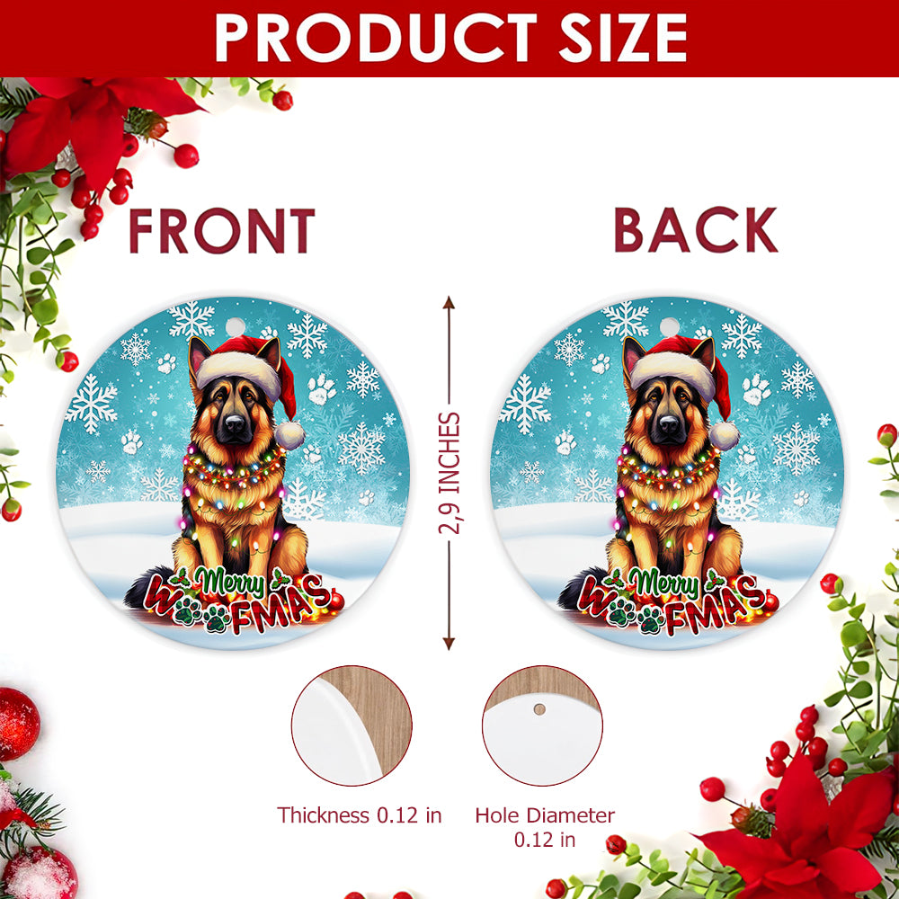 German Shepherd Christmas Ornament, Merry Woofmas Dog Lover Gift, Ceramic Tree Decoration