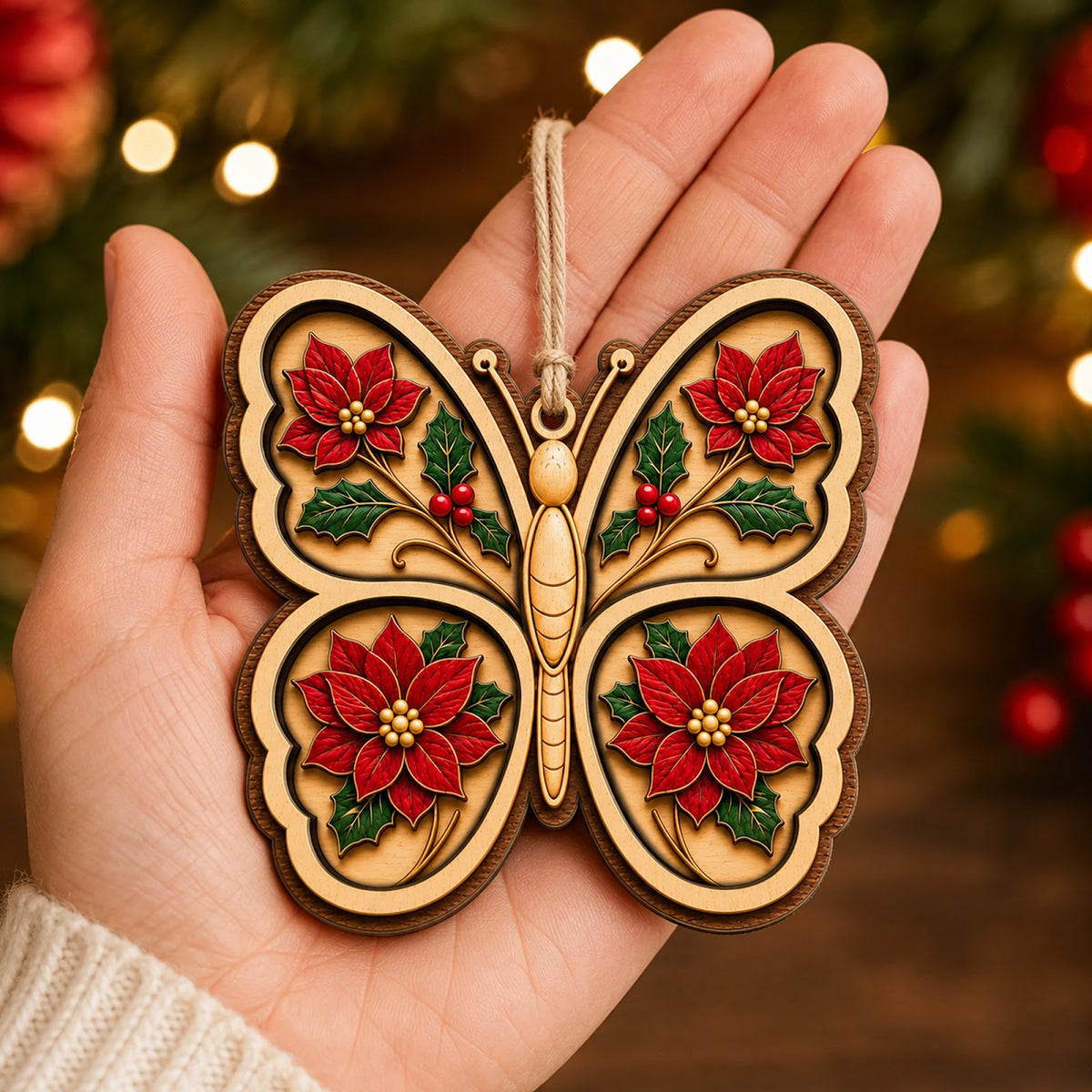 Butterfly Christmas Ornament, Stocking Stuffer For Butterfly Lover, Wood Tree Decoration