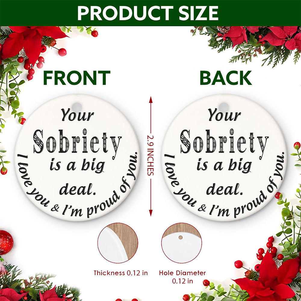 Sobriety Christmas Ornament, Proud Of You Recovery Milestone Gift, Ceramic Tree Decoration