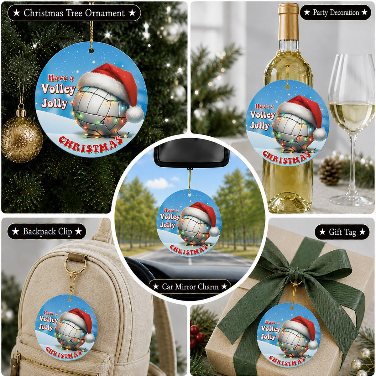 Volleyball Christmas Ornament, Have A Volley Jolly Christmas Gift, Ceramic Tree Decoration
