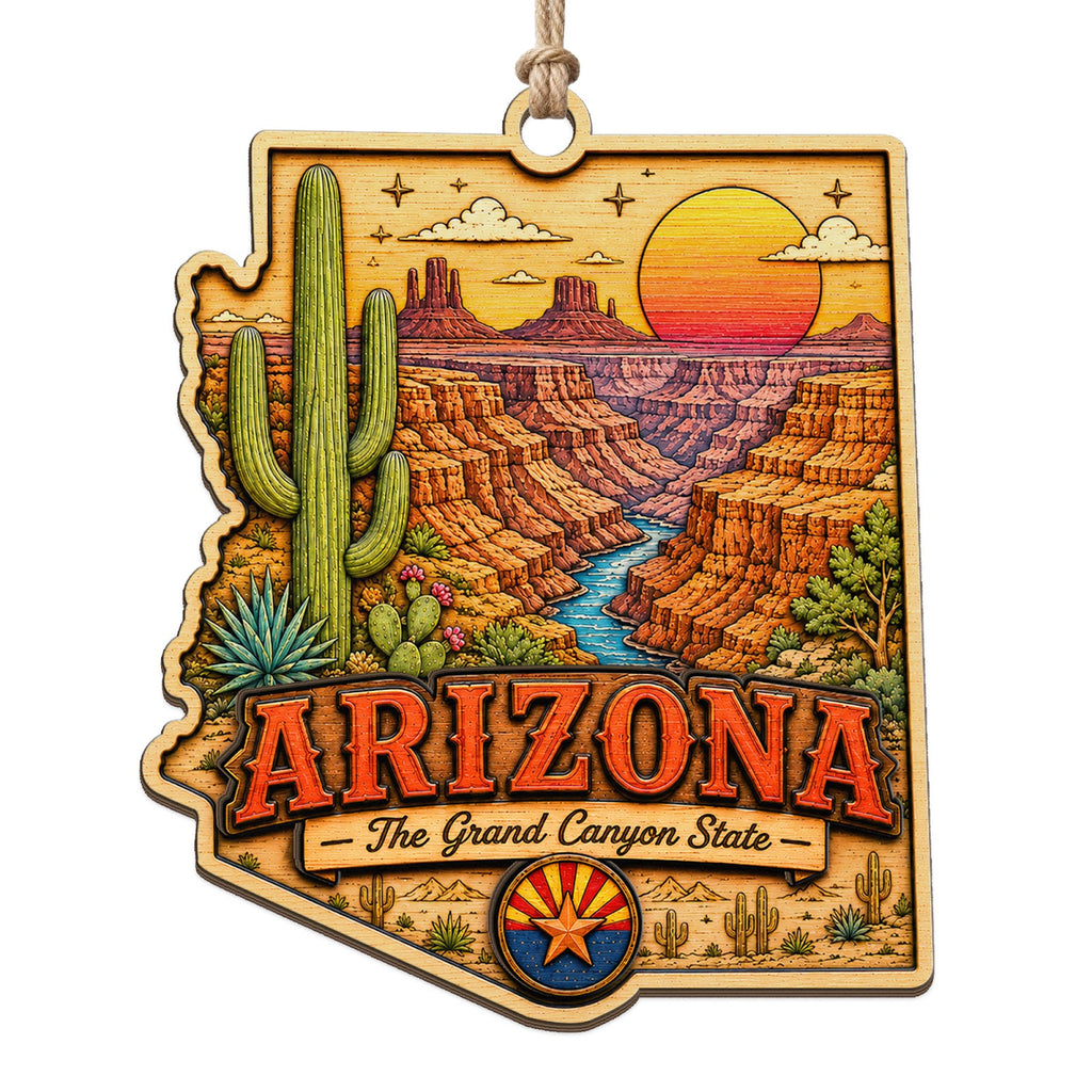Saguaro Silhouette at Sunset With Canyon Buttes and a Roadrunner. Wood Keepsake for Southwest Travelers.