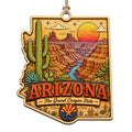 Saguaro Silhouette at Sunset With Canyon Buttes and a Roadrunner. Wood Keepsake for Southwest Travelers.