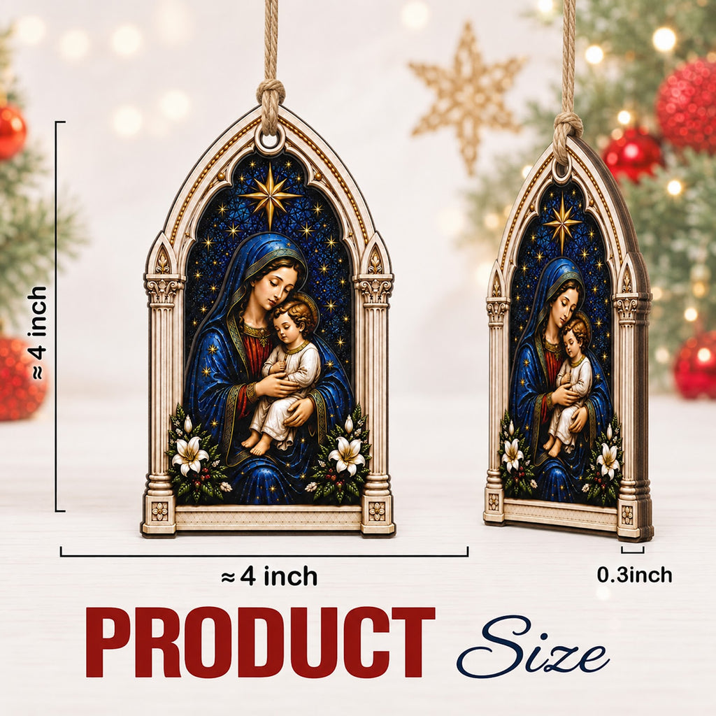 Madonna And Child Christmas Ornament, Catholic Religious Gift, Wood Hanging Tree Decoration