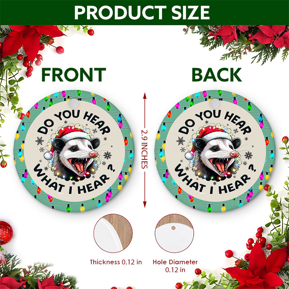 Opossum Christmas Ornament, Funny Screaming Possum Gift, Ceramic Hanging Tree Decoration