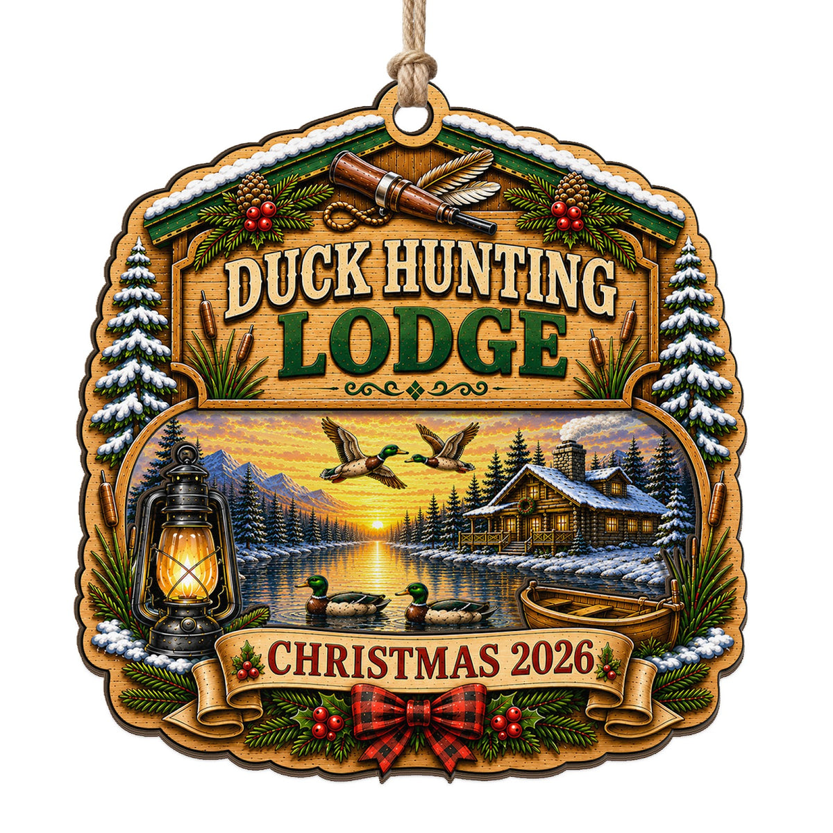 Waterfowl Lodge Keepsake, Stocking Stuffer For Duck Hunter, Retriever Dog Mantle Decor