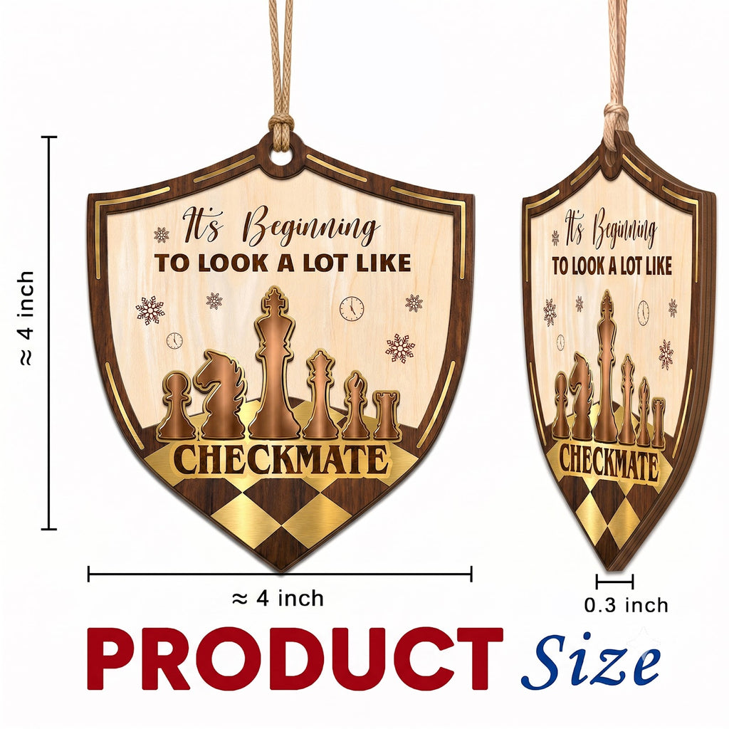 Chess Checkmate Wood Christmas Ornament