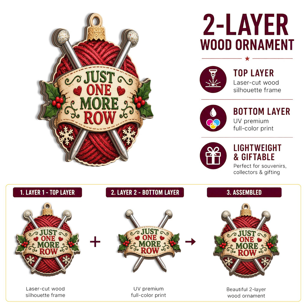 Just One More Row Wood Christmas Ornament