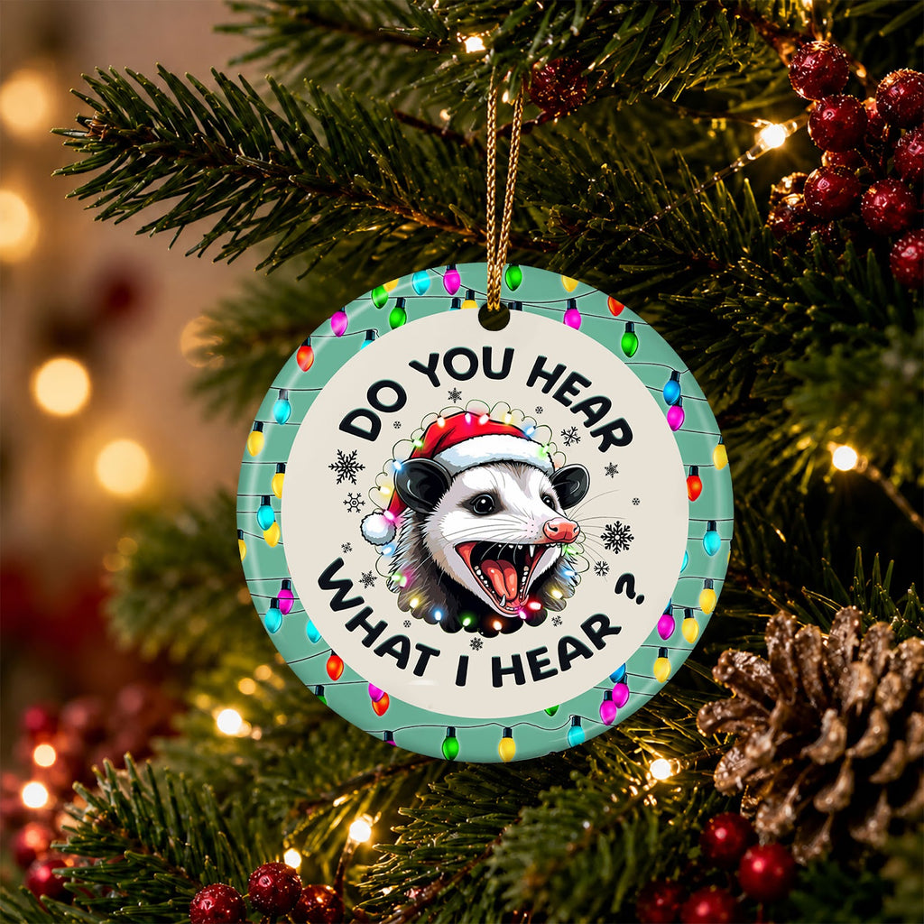 Opossum Christmas Ornament, Funny Screaming Possum Gift, Ceramic Hanging Tree Decoration