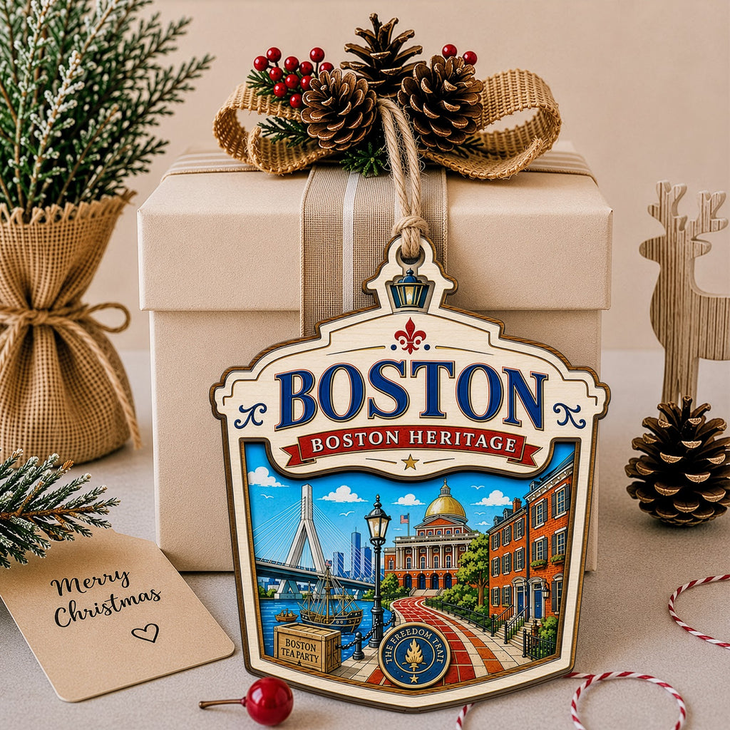 Seattle Christmas Ornament, Washington Pacific Coast Souvenir Gift, Wood Tree Decoration