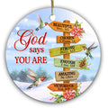 Six Signpost Arrows of Affirmations and Scripture References With Hovering Hummingbirds. Ceramic Keepsake.