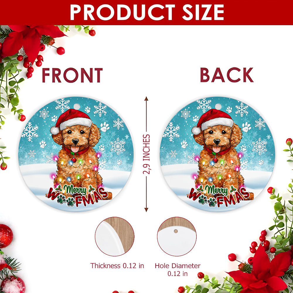 Poodle Christmas Ornament, Merry Woofmas Dog Lover Gift, Ceramic Hanging Tree Decoration