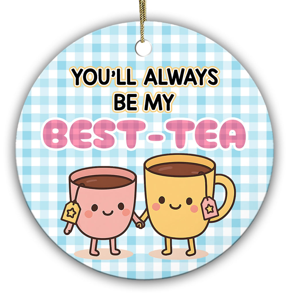 Two Kawaii Mugs Holding Hands on Blue Gingham. Cute Ceramic Keepsake for Tea-Drinking Best Friends.
