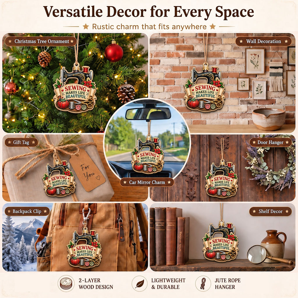 Sewing Wood Christmas Ornament