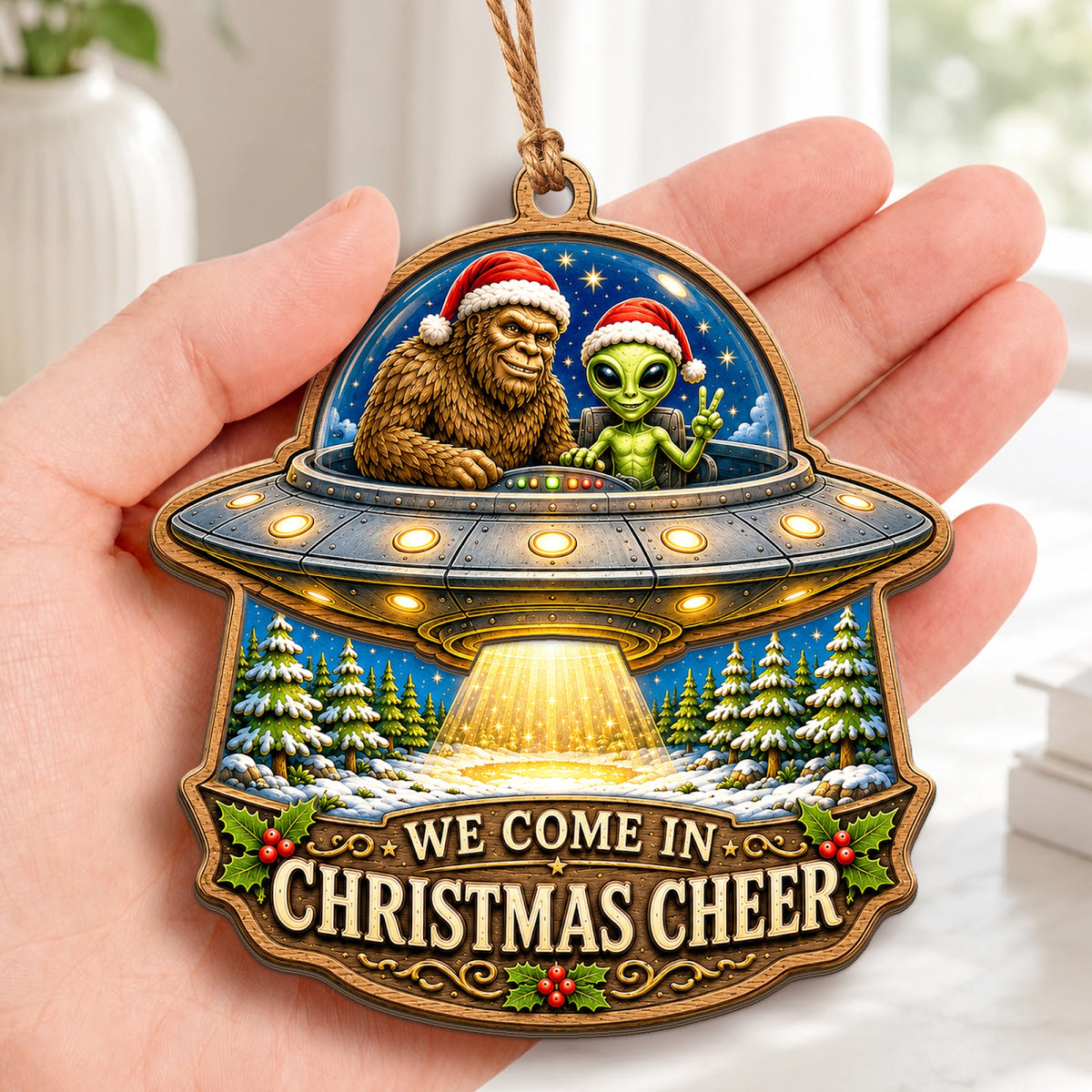 Bigfoot Believe Sasquatch Christmas Ornament, Stocking Stuffer For Sasquatch Fan, Wood Ornament