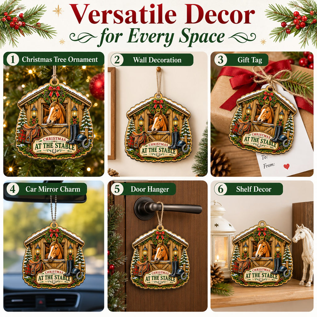 Equestrian Stable Horse Rider Christmas Ornament, Equestrian Keepsake, Wood Tree Decoration
