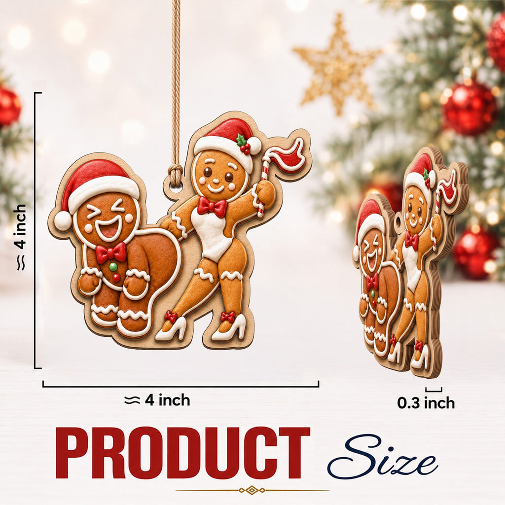 Naughty Gingerbread Man Funny Christmas Ornament, Naughty Stocking Stuffer, Wood Ornament